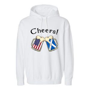 American Scottish Patriot US Flag Beer Drinks Scotland Grown Garment-Dyed Fleece Hoodie