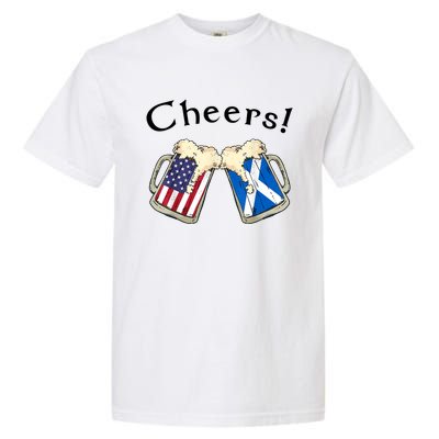 American Scottish Patriot US Flag Beer Drinks Scotland Grown Garment-Dyed Heavyweight T-Shirt