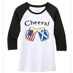 American Scottish Patriot US Flag Beer Drinks Scotland Grown Women's Tri-Blend 3/4-Sleeve Raglan Shirt