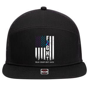 Awareness Suicide Prevention Ribbon Fight American Flag Great Gift 7 Panel Mesh Trucker Snapback Hat