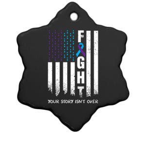 Awareness Suicide Prevention Ribbon Fight American Flag Great Gift Ceramic Star Ornament