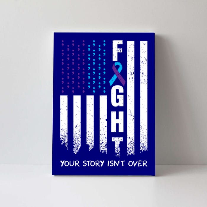 Awareness Suicide Prevention Ribbon Fight American Flag Great Gift Canvas