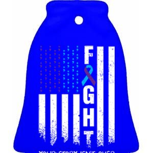 Awareness Suicide Prevention Ribbon Fight American Flag Great Gift Ceramic Bell Ornament