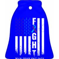 Awareness Suicide Prevention Ribbon Fight American Flag Great Gift Ceramic Bell Ornament