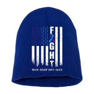 Awareness Suicide Prevention Ribbon Fight American Flag Great Gift Short Acrylic Beanie