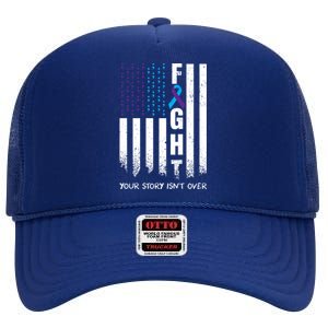 Awareness Suicide Prevention Ribbon Fight American Flag Great Gift High Crown Mesh Back Trucker Hat