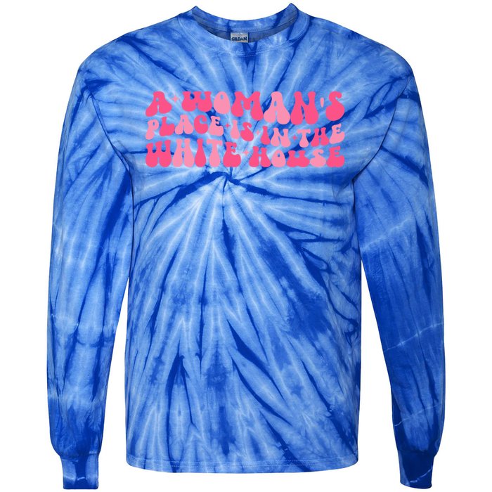 A S Place Is In The White House Female President Retro Gift Tie-Dye Long Sleeve Shirt