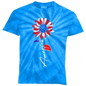 America Sunflower Patriotic Graphic 4th Of July Gift Kids Tie-Dye T-Shirt