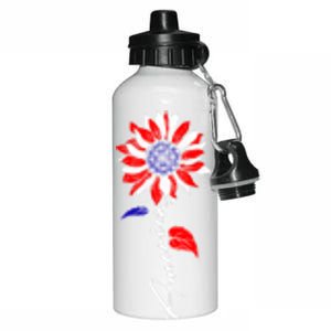 America Sunflower Patriotic Graphic 4th Of July Gift Aluminum Water Bottle