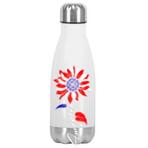 America Sunflower Patriotic Graphic 4th Of July Gift Stainless Steel Insulated Water Bottle