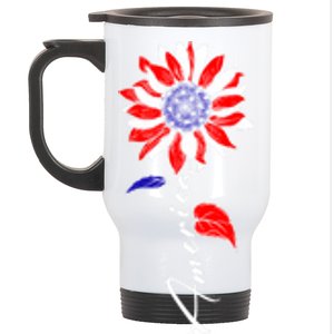 America Sunflower Patriotic Graphic 4th Of July Gift Stainless Steel Travel Mug