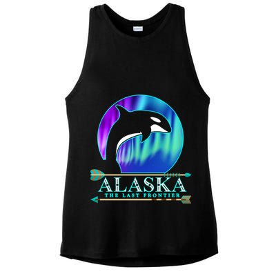Alaska State Pride Alaska Northern Lights Alaskan Orca Whale Ladies PosiCharge Tri-Blend Wicking Tank