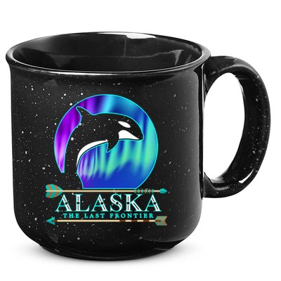 Alaska State Pride Alaska Northern Lights Alaskan Orca Whale 15oz Campfire Ceramic Mug