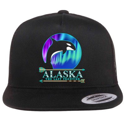 Alaska State Pride Alaska Northern Lights Alaskan Orca Whale Flatbill Hat