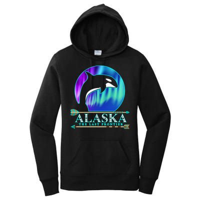 Alaska State Pride Alaska Northern Lights Alaskan Orca Whale Women's Pullover Hoodie