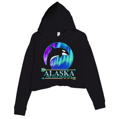 Alaska State Pride Alaska Northern Lights Alaskan Orca Whale Crop Fleece Hoodie