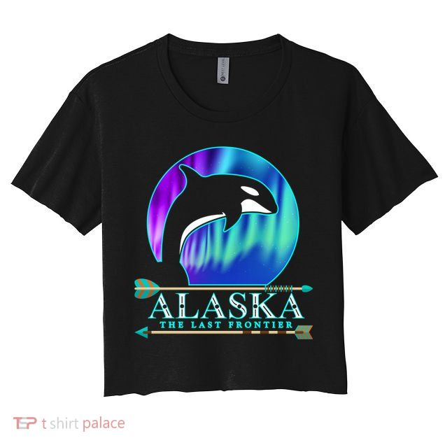Alaska State Pride Alaska Northern Lights Alaskan Orca Whale Crop Top