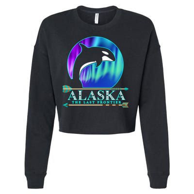 Alaska State Pride Alaska Northern Lights Alaskan Orca Whale Cropped Pullover Crew
