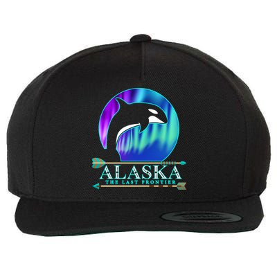 Alaska State Pride Alaska Northern Lights Alaskan Orca Whale Wool Snapback Cap