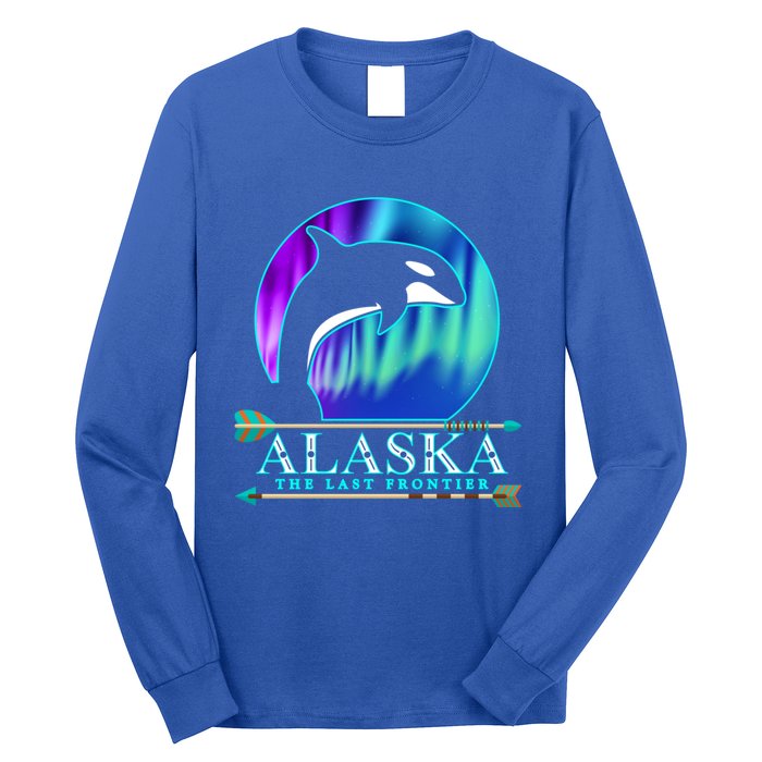 Alaska State Pride Alaska Northern Lights Alaskan Orca Whale Long Sleeve Shirt