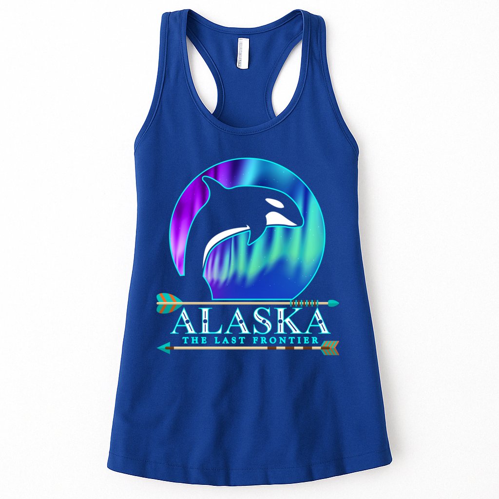 Alaska State Pride Alaska Northern Lights Alaskan Orca Whale Womens Tank Top