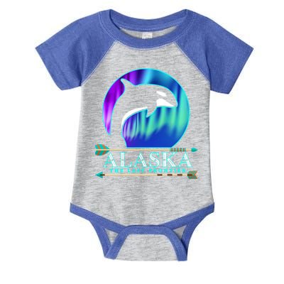 Alaska State Pride Alaska Northern Lights Alaskan Orca Whale Infant Baby Jersey Bodysuit