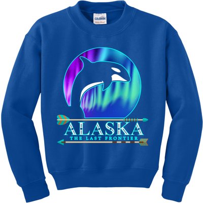 Alaska State Pride Alaska Northern Lights Alaskan Orca Whale Kids Sweatshirt