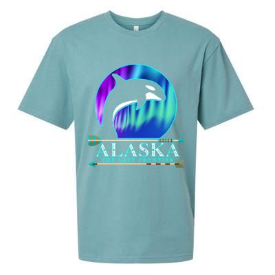 Alaska State Pride Alaska Northern Lights Alaskan Orca Whale Sueded Cloud Jersey T-Shirt