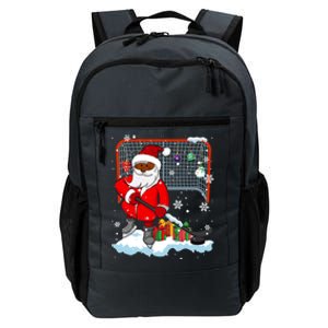 Afro Santa Playing Hockey Xmas Black Afro Hockey Player Gift Daily Commute Backpack