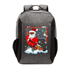 Afro Santa Playing Hockey Xmas Black Afro Hockey Player Gift Vector Backpack