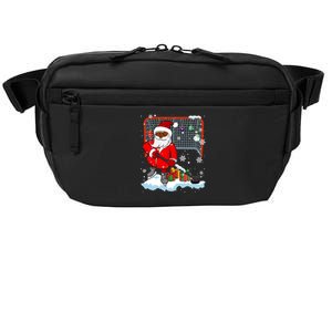 Afro Santa Playing Hockey Xmas Black Afro Hockey Player Gift Crossbody Pack