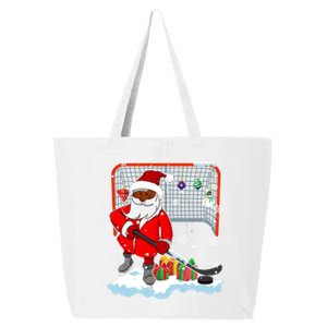 Afro Santa Playing Hockey Xmas Black Afro Hockey Player Gift 25L Jumbo Tote