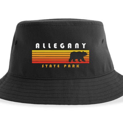 Allegany State Park Camping New York Bear Retro Sustainable Bucket Hat