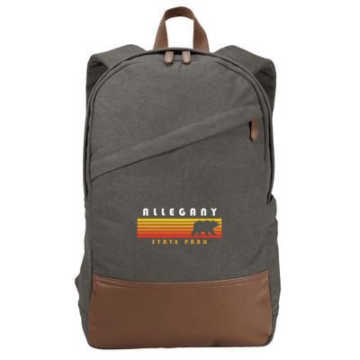 Allegany State Park Camping New York Bear Retro Cotton Canvas Backpack