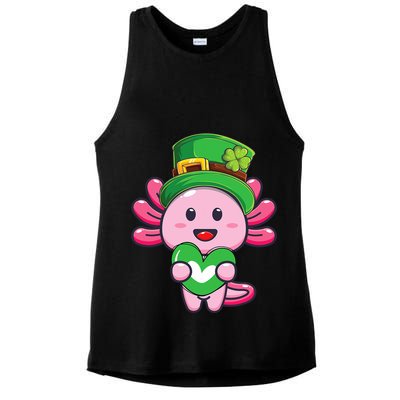 Axolotl Saint Patricks Day Axolotl St Patrick Ladies PosiCharge Tri-Blend Wicking Tank