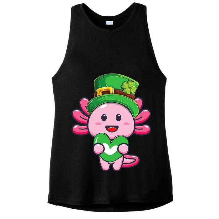 Axolotl Saint Patricks Day Axolotl St Patrick Ladies PosiCharge Tri-Blend Wicking Tank
