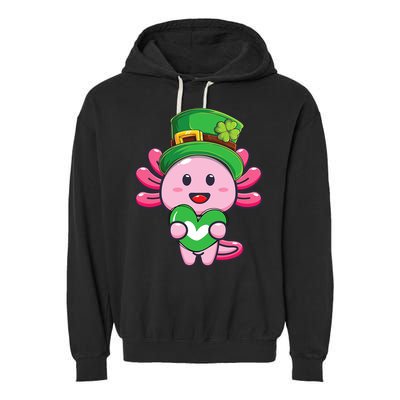 Axolotl Saint Patricks Day Axolotl St Patrick Garment-Dyed Fleece Hoodie