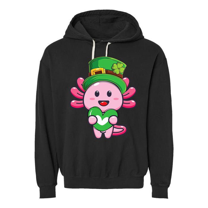 Axolotl Saint Patricks Day Axolotl St Patrick Garment-Dyed Fleece Hoodie