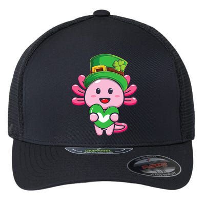 Axolotl Saint Patricks Day Axolotl St Patrick Flexfit Unipanel Trucker Cap