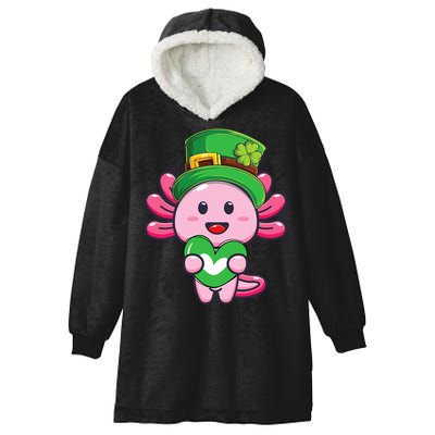 Axolotl Saint Patricks Day Axolotl St Patrick Hooded Wearable Blanket