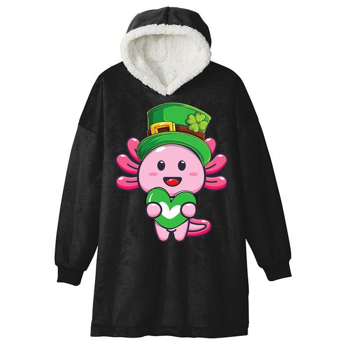 Axolotl Saint Patricks Day Axolotl St Patrick Hooded Wearable Blanket