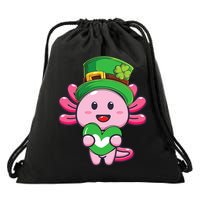 Axolotl Saint Patricks Day Axolotl St Patrick Drawstring Bag
