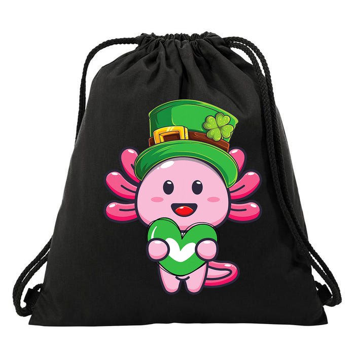 Axolotl Saint Patricks Day Axolotl St Patrick Drawstring Bag
