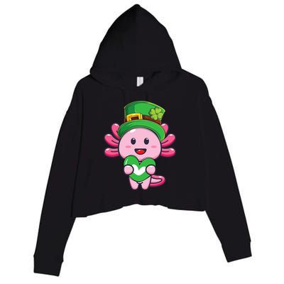 Axolotl Saint Patricks Day Axolotl St Patrick Crop Fleece Hoodie