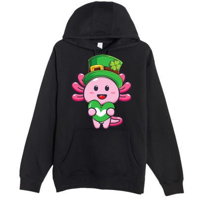 Axolotl Saint Patricks Day Axolotl St Patrick Premium Pullover Hoodie