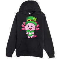 Axolotl Saint Patricks Day Axolotl St Patrick Premium Pullover Hoodie