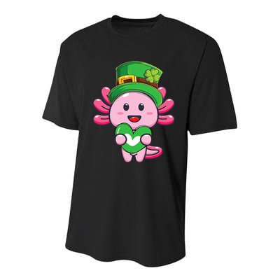 Axolotl Saint Patricks Day Axolotl St Patrick Youth Performance Sprint T-Shirt