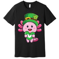 Axolotl Saint Patricks Day Axolotl St Patrick Premium T-Shirt