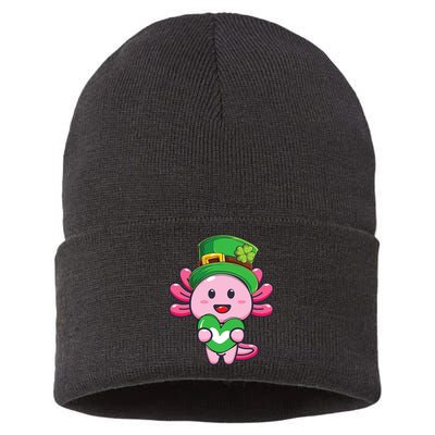 Axolotl Saint Patricks Day Axolotl St Patrick Sustainable Knit Beanie
