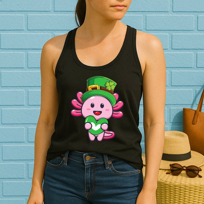 Axolotl Saint Patricks Day Axolotl St Patrick Womens Tank Top